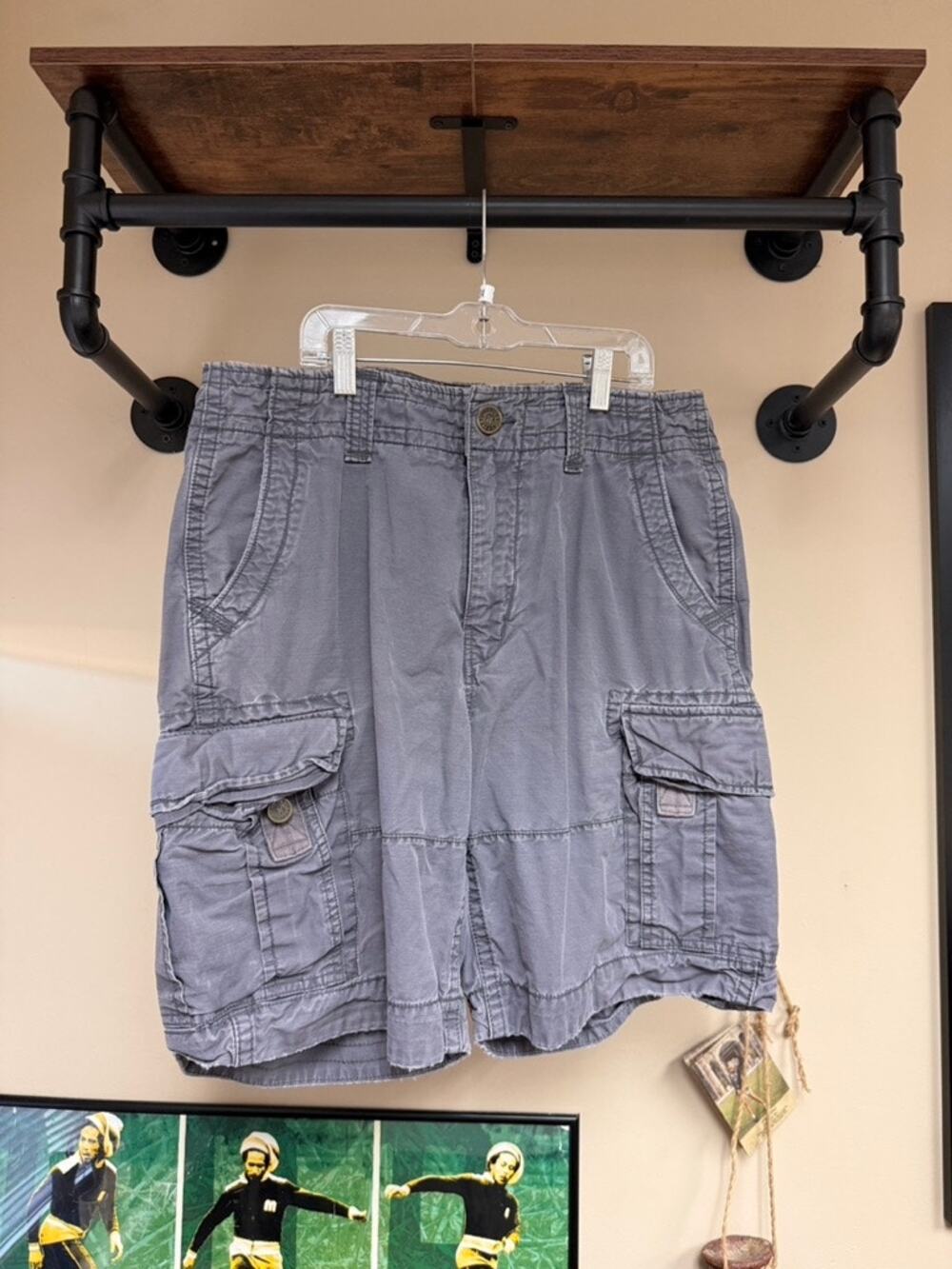 Y2K Hurley Vintage Dark Grey Military Surplus Cargo Shorts Surf Skate Quiksilver